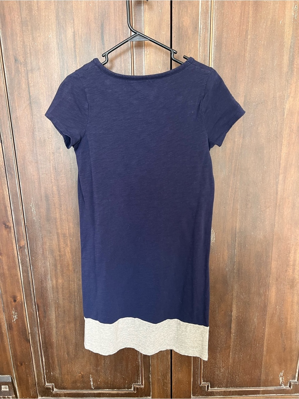 Boden Navy Short-Sleeve Mini Dress with Light Gray Hem - Picture 3 of 3